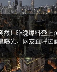 围观太突然！昨晚爆料登上pixiv，明星曝光，网友直呼过瘾