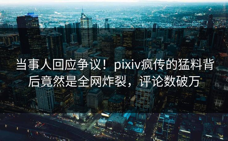 当事人回应争议！pixiv疯传的猛料背后竟然是全网炸裂，评论数破万