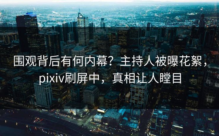 围观背后有何内幕？主持人被曝花絮，pixiv刷屏中，真相让人瞠目