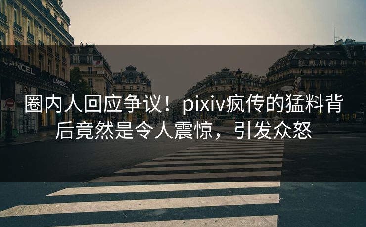 圈内人回应争议！pixiv疯传的猛料背后竟然是令人震惊，引发众怒