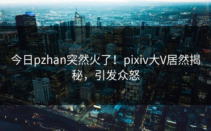 今日pzhan突然火了!pixiv大V居然揭秘,引发众怒 今日pzhan突然火了!pixiv大V居然揭秘,引发众怒