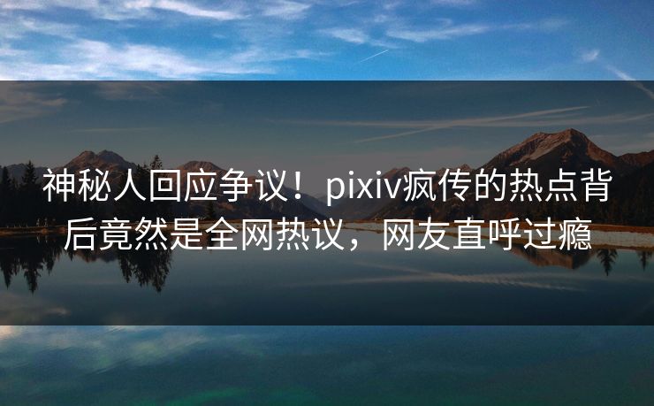 神秘人回应争议！pixiv疯传的热点背后竟然是全网热议，网友直呼过瘾