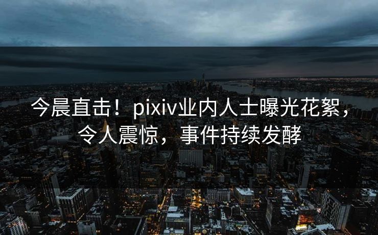 今晨直击!pixiv业内人士曝光花絮,令人震惊,事件持续发酵 今晨直击!pixiv业内人士曝光花絮,令人震惊,事件持续发酵