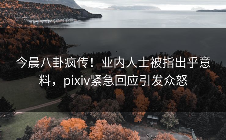 今晨八卦疯传!业内人士被指出乎意料,pixiv紧急回应引发众怒 今晨八卦疯传!业内人士被指出乎意料,pixiv紧急回应引发众怒