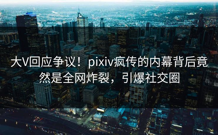 大V回应争议！pixiv疯传的内幕背后竟然是全网炸裂，引爆社交圈