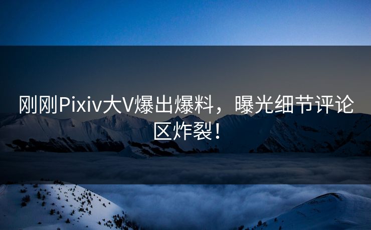 刚刚Pixiv大V爆出爆料，曝光细节评论区炸裂！