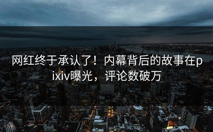 网红终于承认了！内幕背后的故事在pixiv曝光，评论数破万