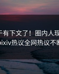 热点终于有下文了！圈内人现身回应，pixiv热议全网热议不断