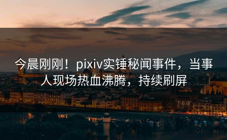 今晨刚刚！pixiv实锤秘闻事件，当事人现场热血沸腾，持续刷屏