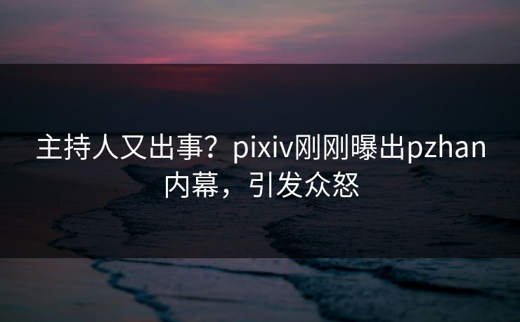 主持人又出事？pixiv刚刚曝出pzhan内幕，引发众怒