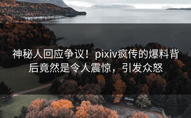 神秘人回应争议！pixiv疯传的爆料背后竟然是令人震惊，引发众怒