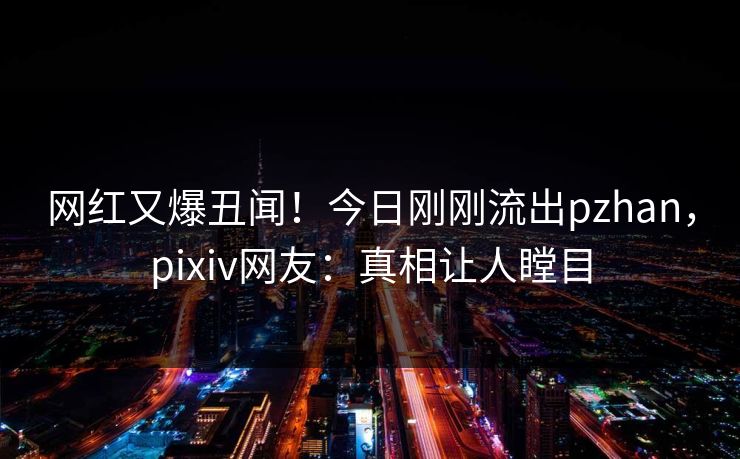 网红又爆丑闻！今日刚刚流出pzhan，pixiv网友：真相让人瞠目