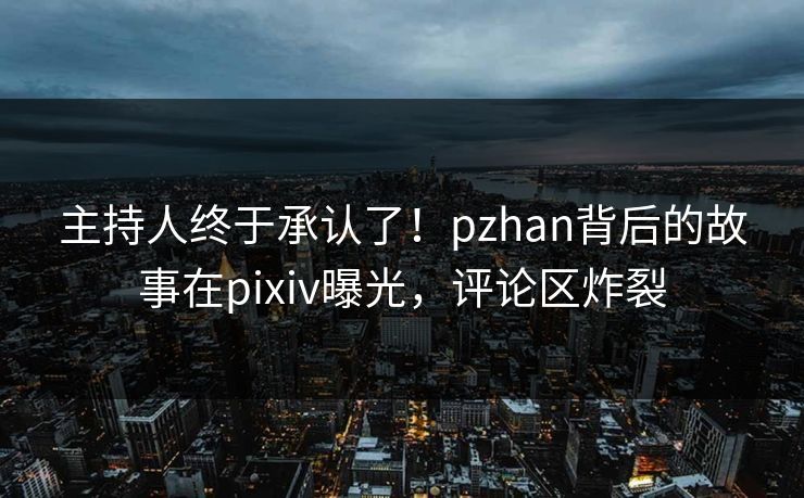 主持人终于承认了！pzhan背后的故事在pixiv曝光，评论区炸裂