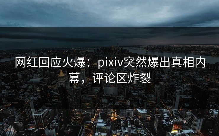 网红回应火爆：pixiv突然爆出真相内幕，评论区炸裂