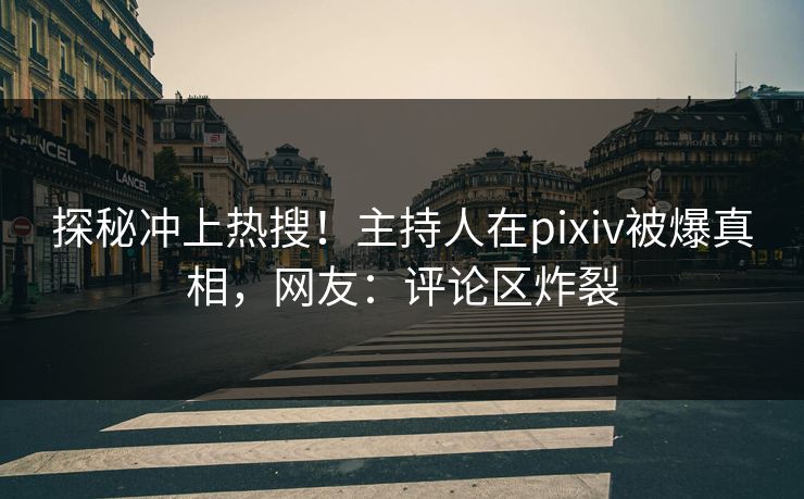 探秘冲上热搜！主持人在pixiv被爆真相，网友：评论区炸裂