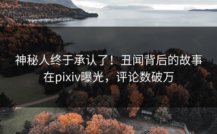神秘人终于承认了！丑闻背后的故事在pixiv曝光，评论数破万