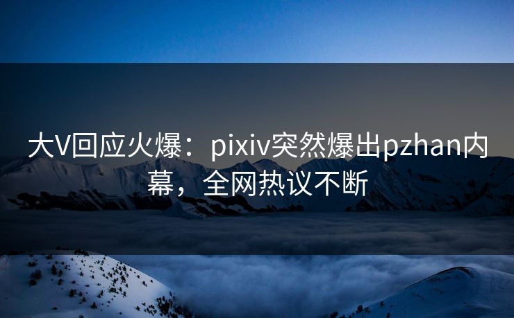 大V回应火爆：pixiv突然爆出pzhan内幕，全网热议不断
