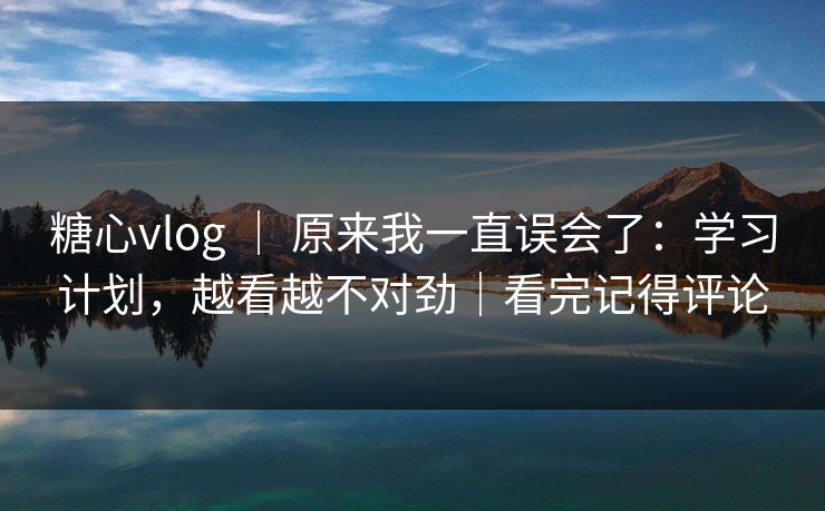 糖心vlog ｜ 原来我一直误会了：学习计划，越看越不对劲｜看完记得评论